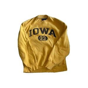 Vintage 90s Champion Reverse Weave Sweatshirt Woman's S Iowa Hawkeyes #33 Yellow